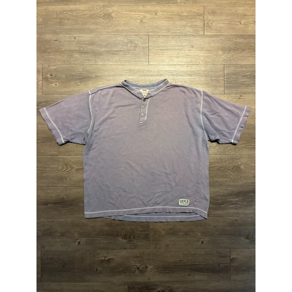 Vintage Levi's T-Shirt Men's XL Purple 90s Henley Neck Short Sleeve Casual Rare
